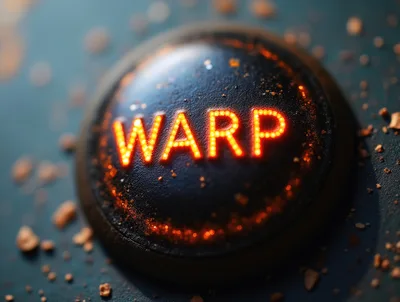 Glowing Warp Button On A Textured Dark Surface