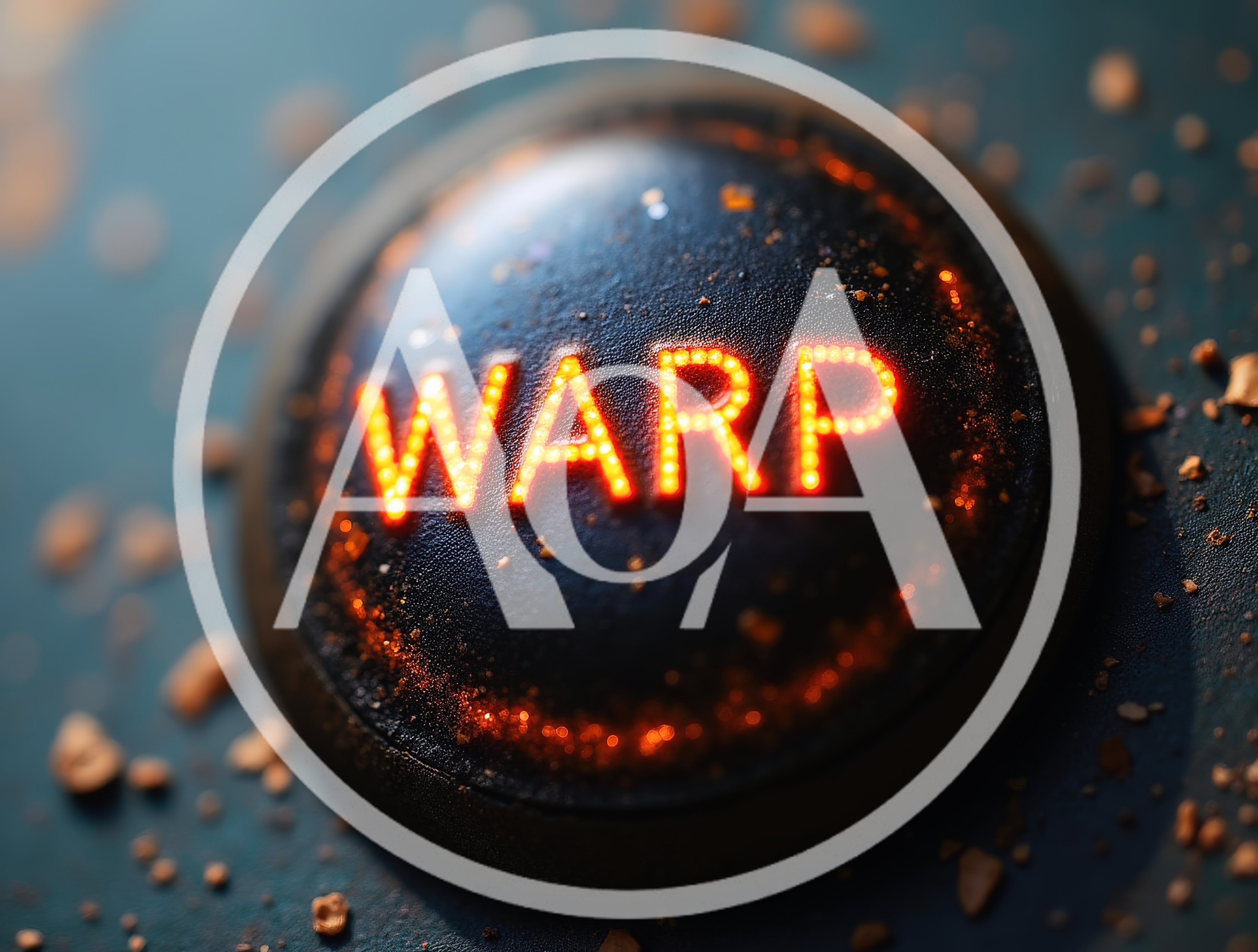 Glowing Warp Button On A Textured Dark Surface