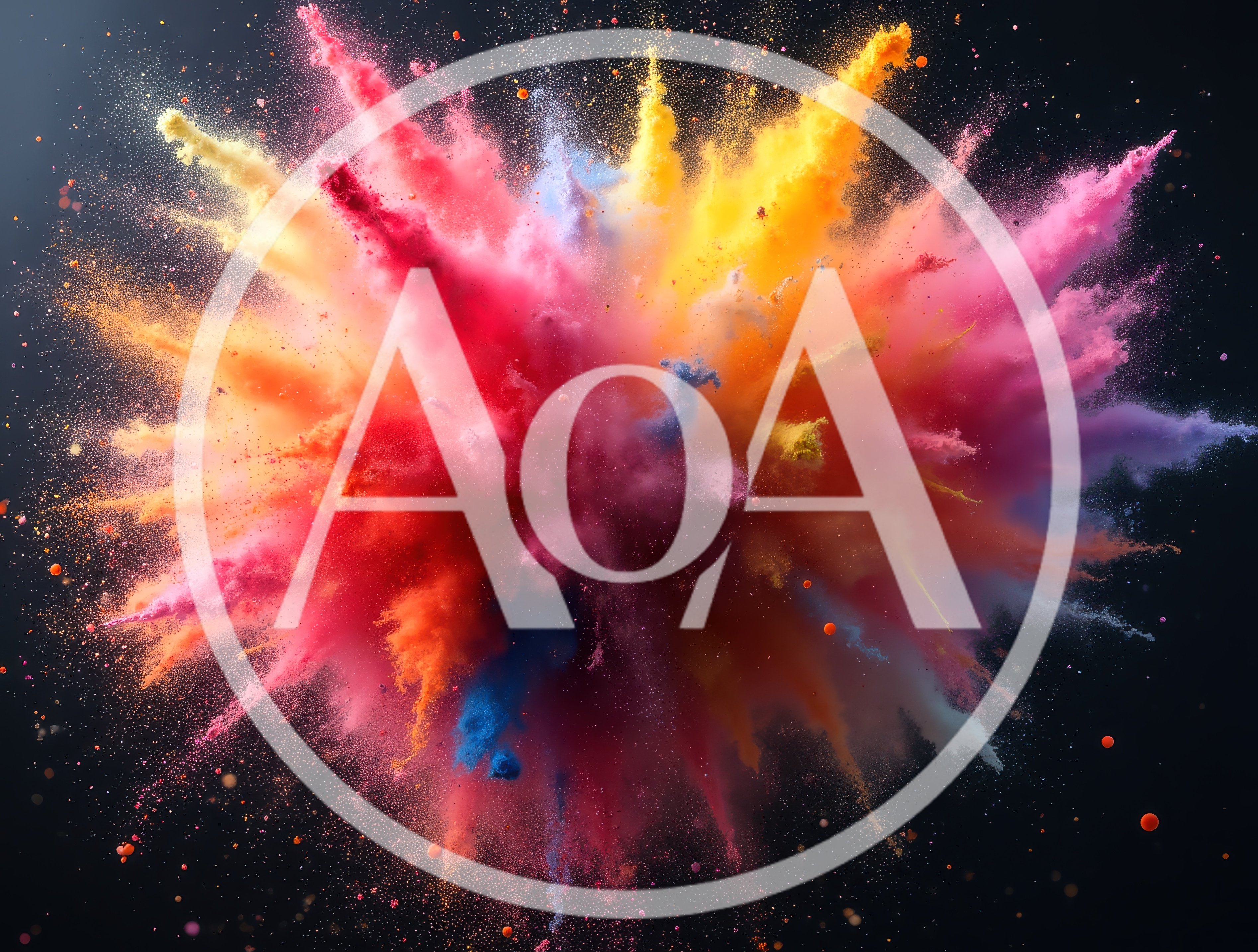 Vibrant Multi-Colored Powder Explosion Against Black Background