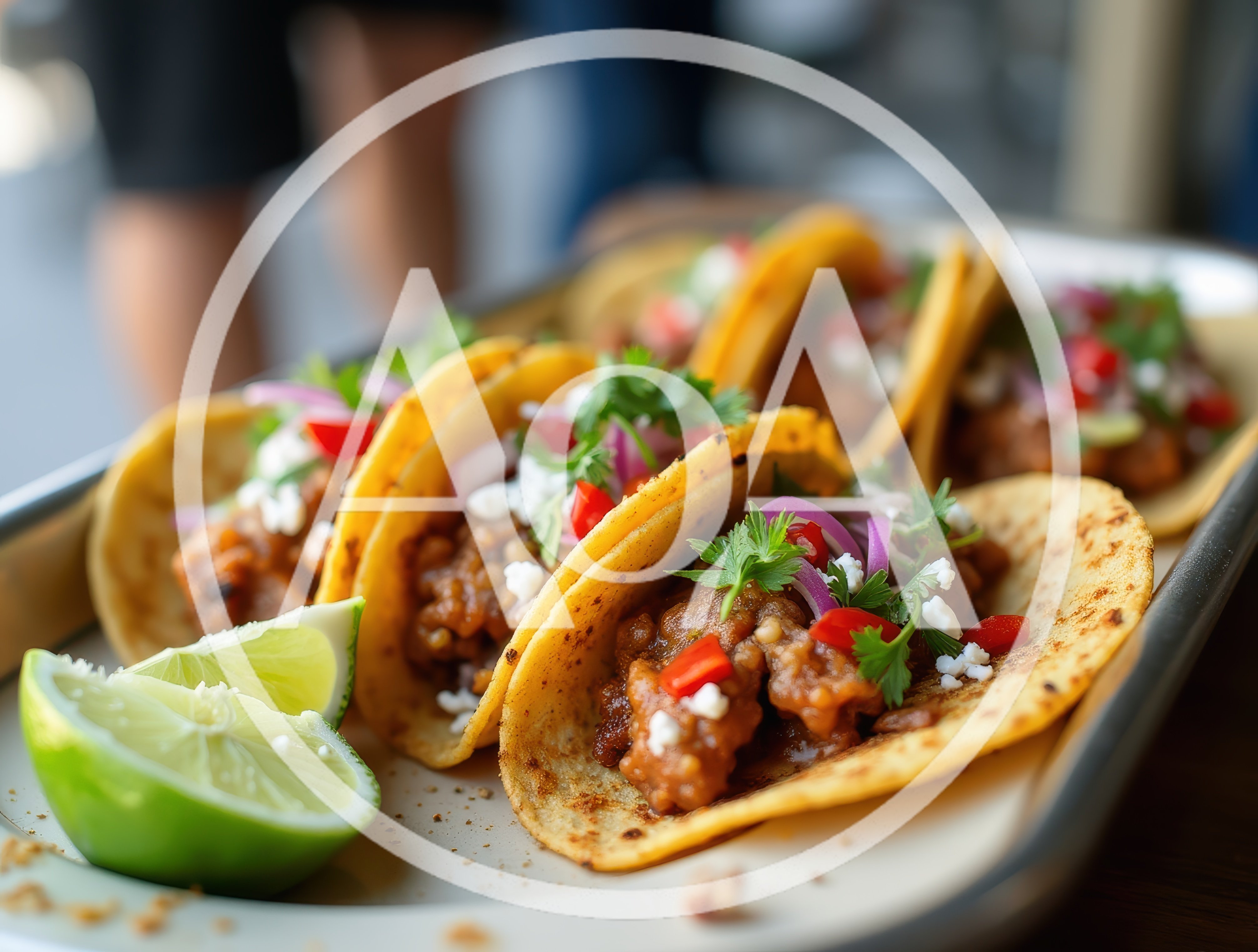 Fresh Street Tacos Served on a Metal Tray