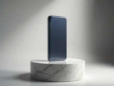 Modern Smartphone Standing On A Marble Pedestal
