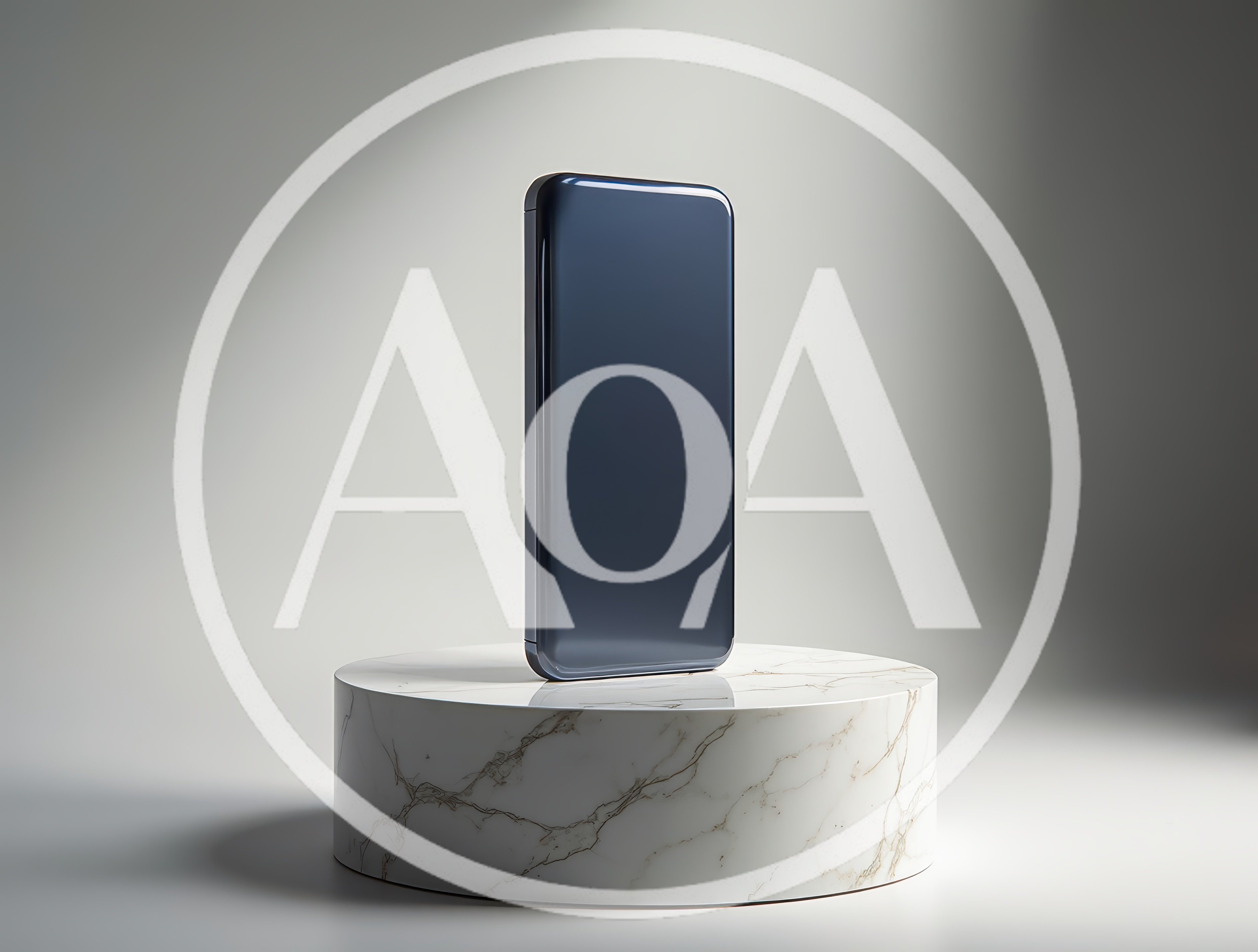 Modern Smartphone Standing On A Marble Pedestal