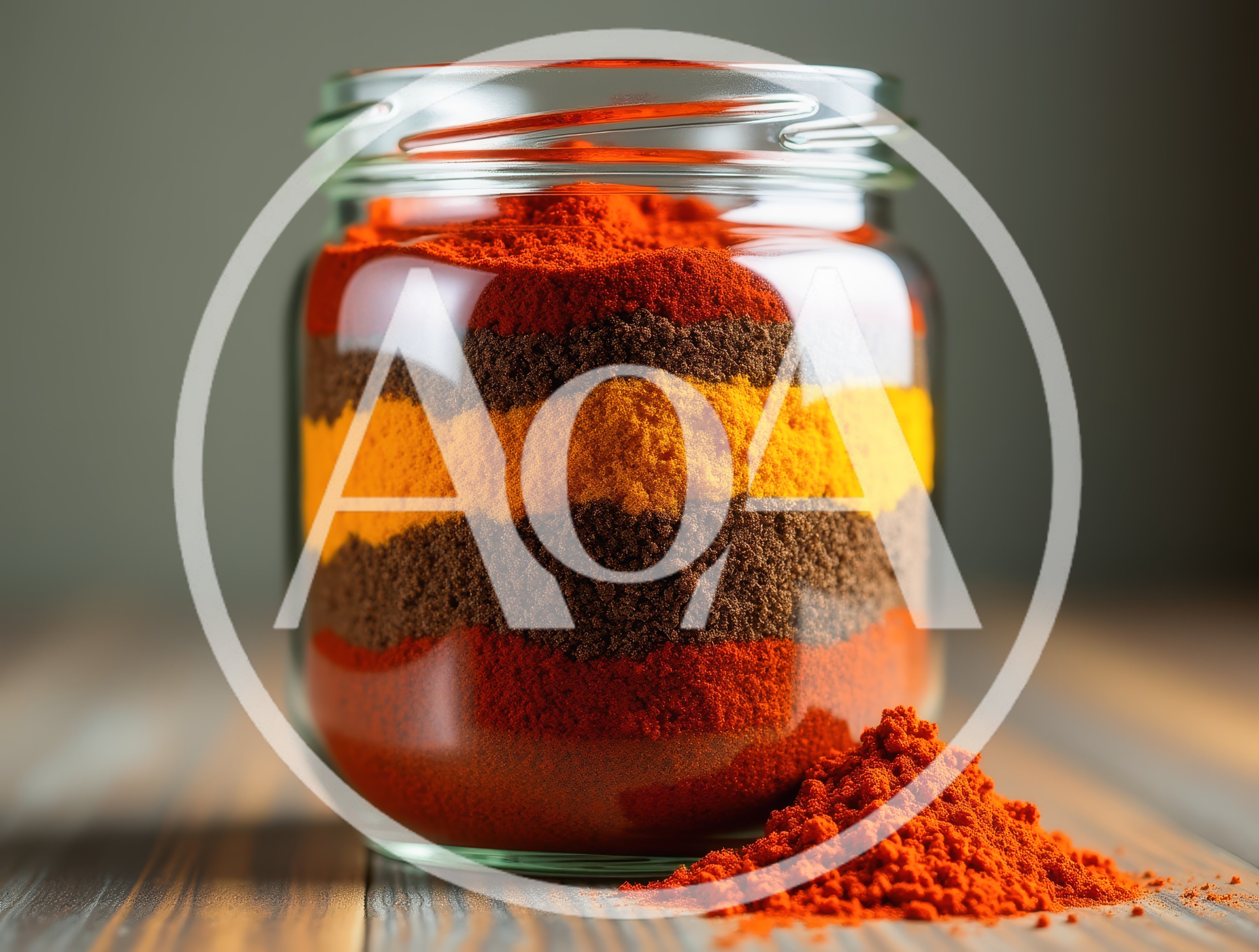 Layered Spices In A Glass Jar