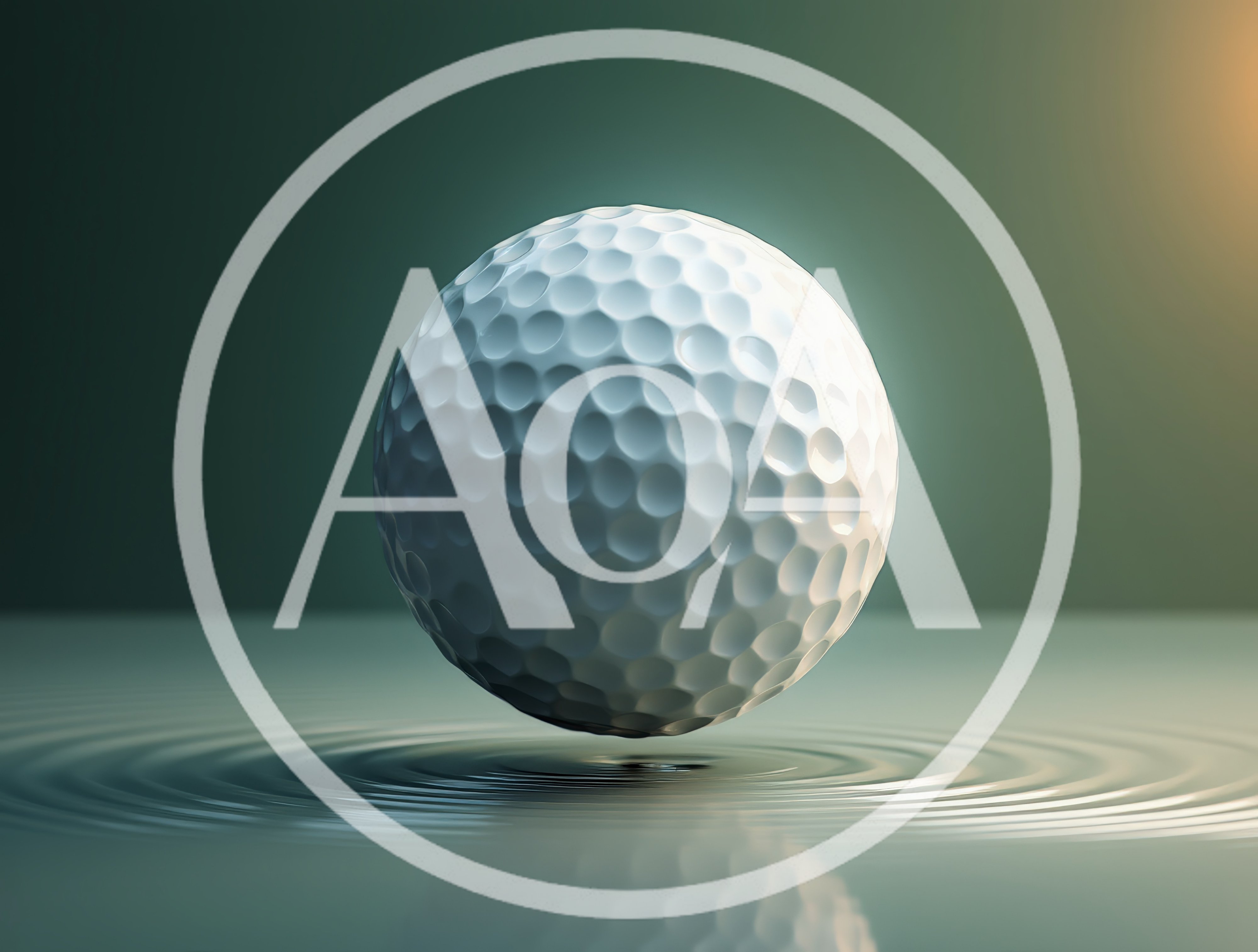 Golf Ball Hovering Above Rippling Water Surface