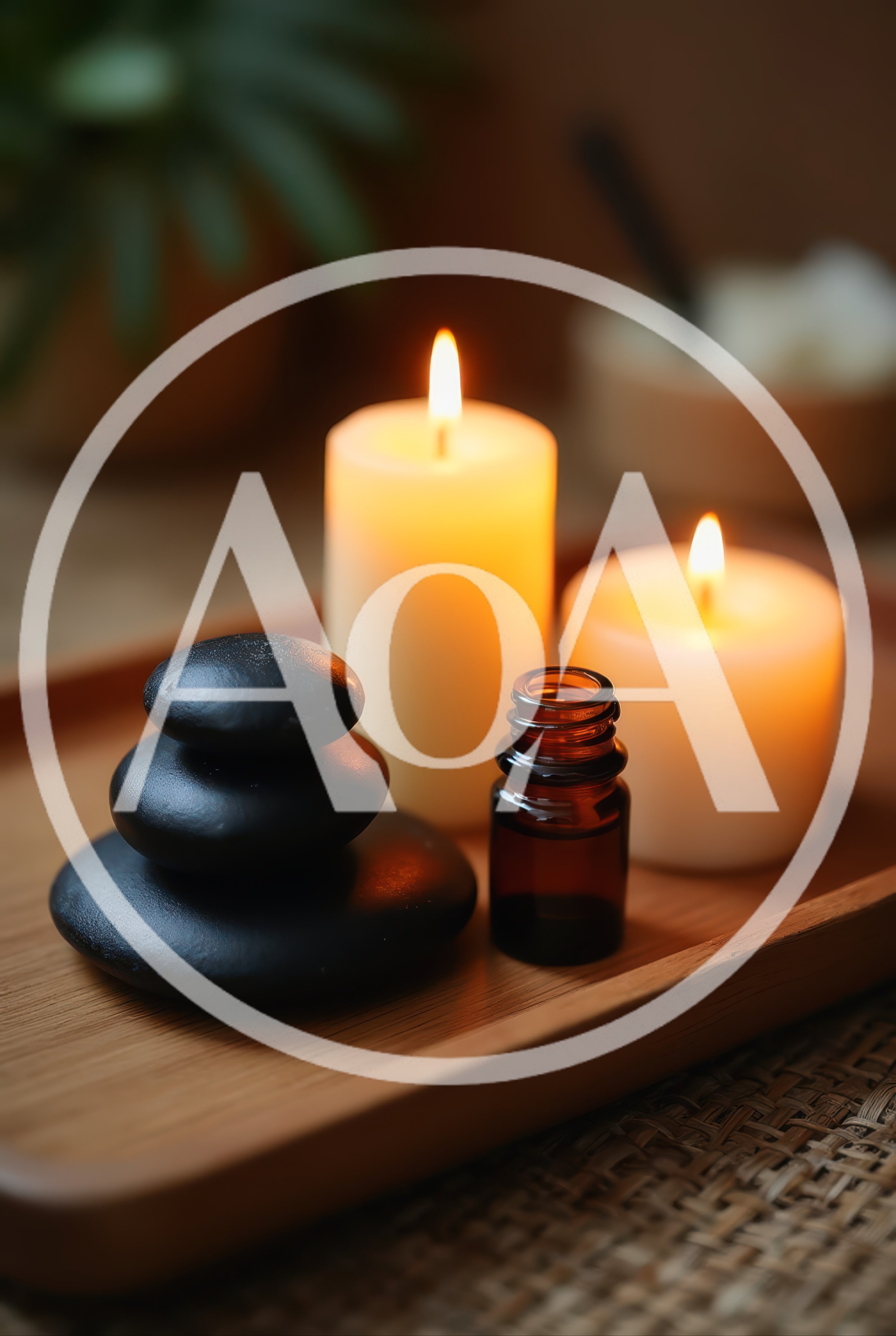 Spa Relaxation Setting With Candles And Stones