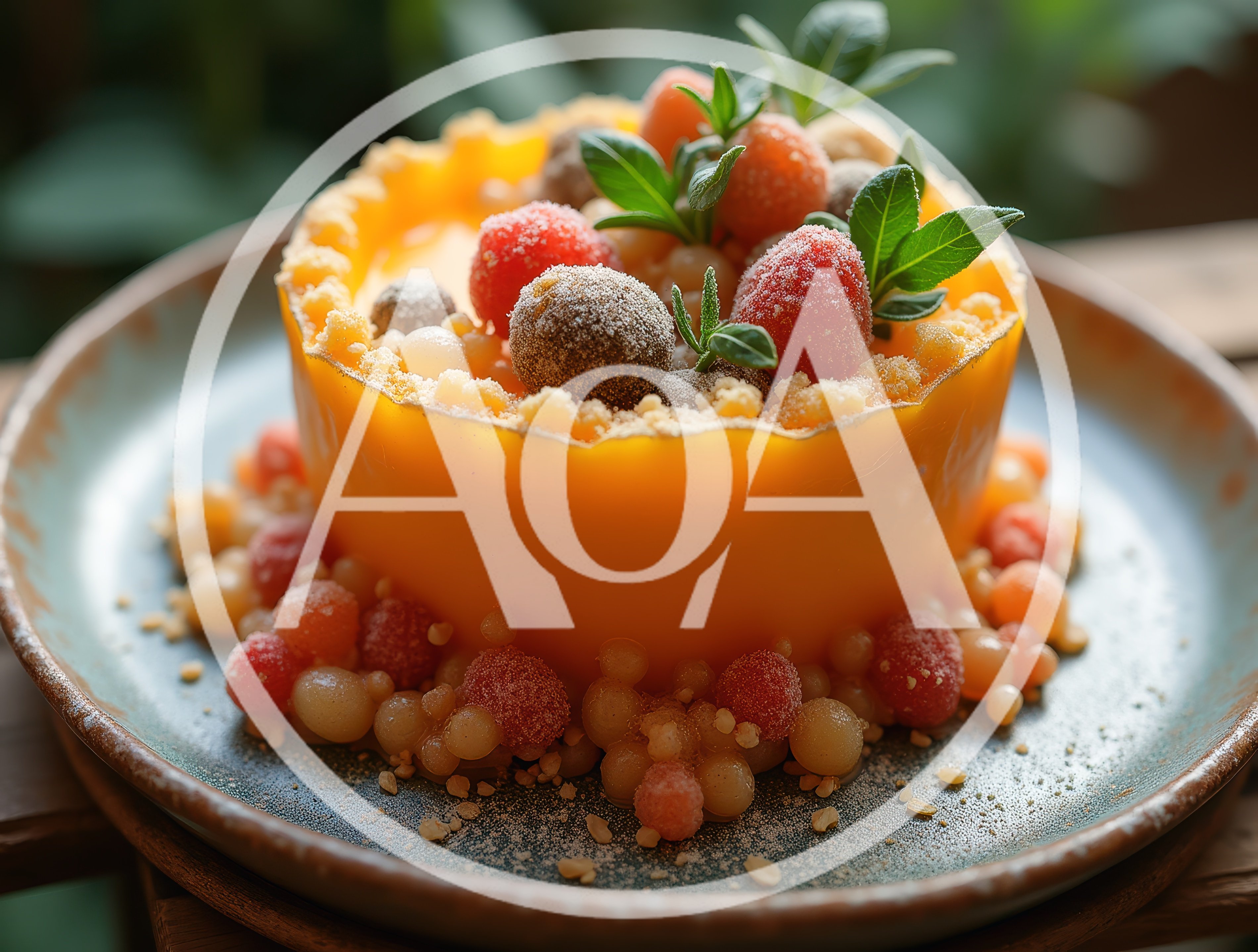 Gourmet Orange Glazed Dessert With Berries