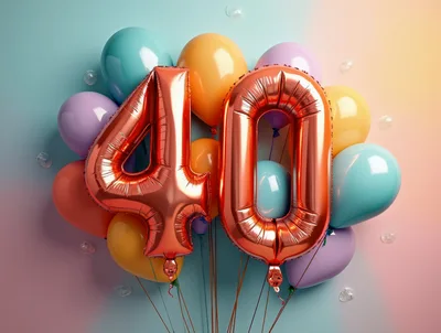 Metallic Rose Gold Forty Balloon Birthday Celebration