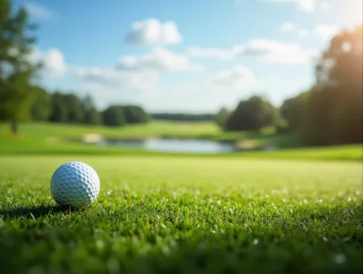 Golf Ball Resting on Green Grass