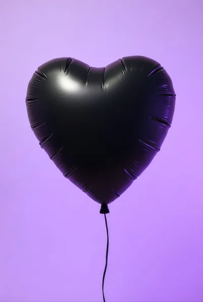 Black Heart Shaped Balloon Against Purple Background