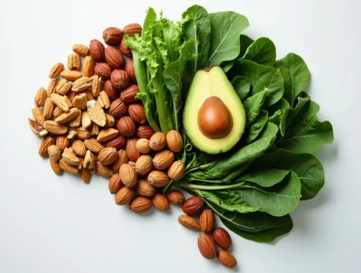 Brain Shape Composition Made Of Healthy Food Ingredients