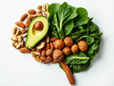 Brain Shape Composition Made Of Healthy Food