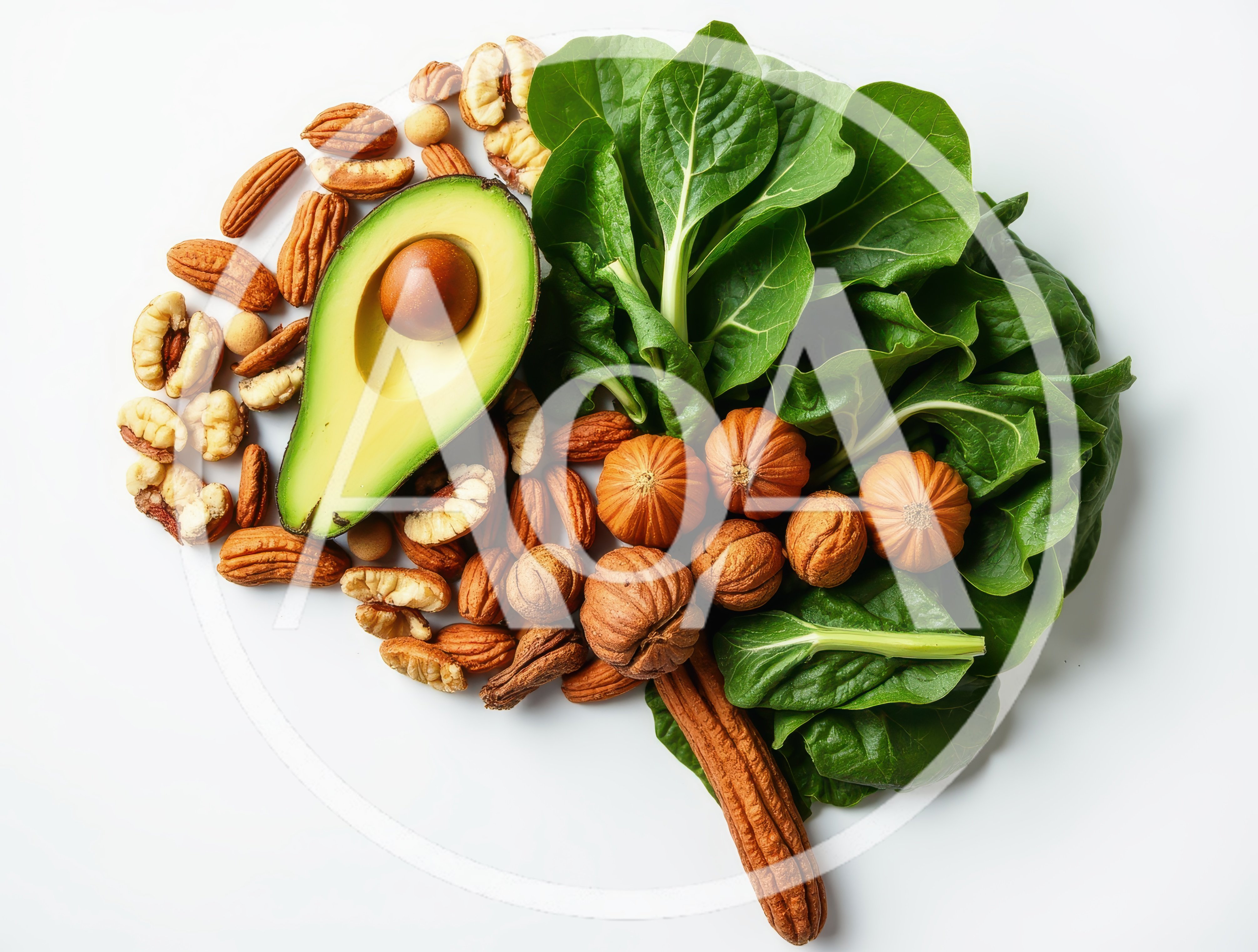 Brain Shape Composition Made Of Healthy Food