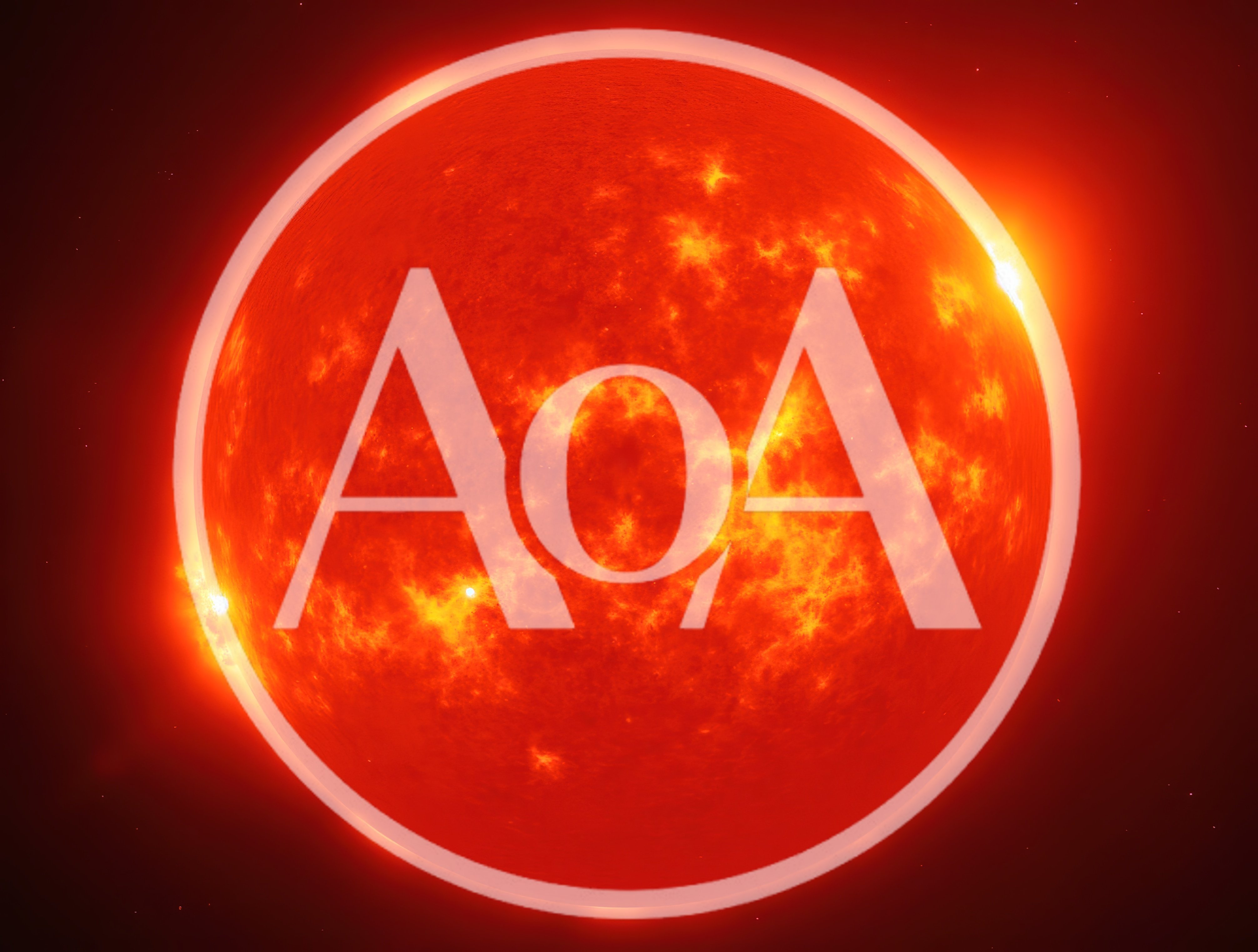 Glowing Red Sun Surface With Solar Flares
