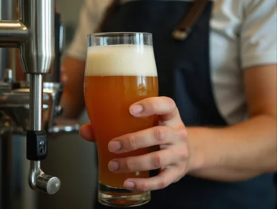 Bartender Pouring A Fresh Glass Of Craft Beer