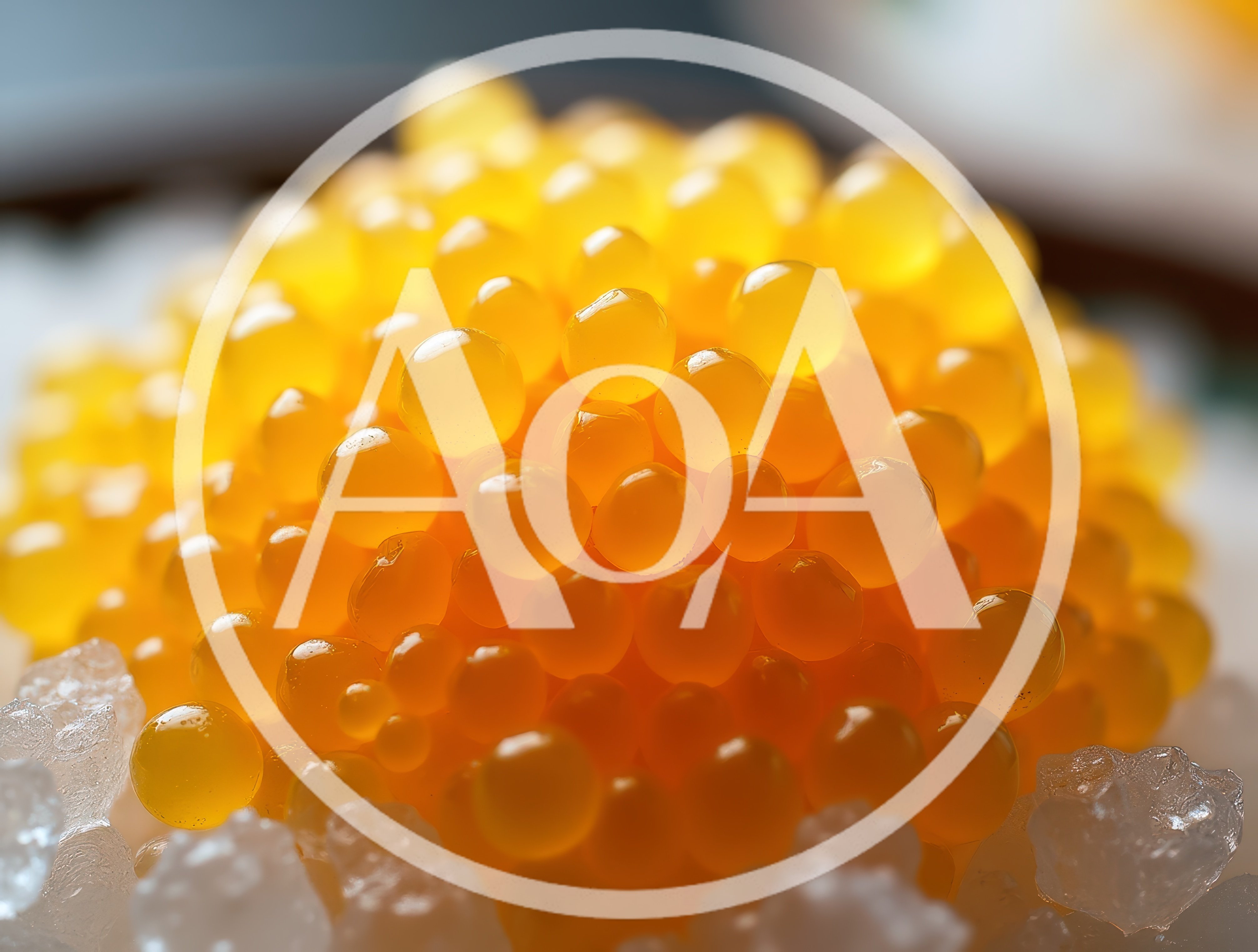 Fresh Golden Fish Roe Served On Crushed Ice