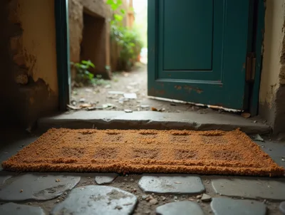 Brown Doormat Placed Before An Open Doorway