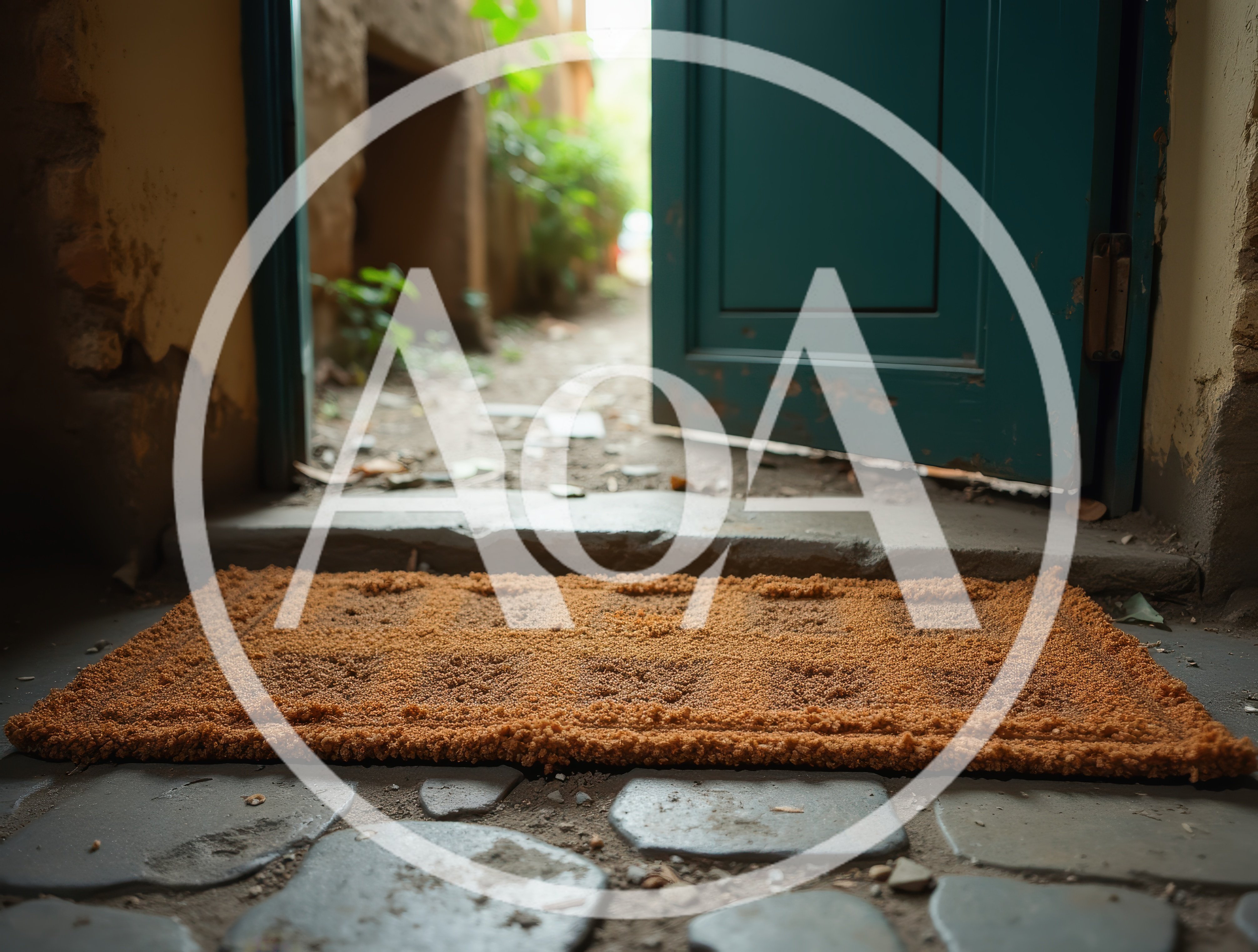 Brown Doormat Placed Before An Open Doorway