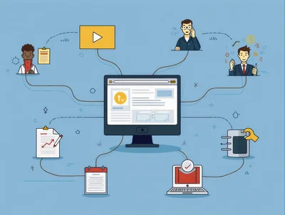 Digital Workflow Integration Concept With Central Computer Monitor