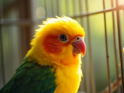 Close Up Portrait Of A Vibrant Sun Conure Parrot