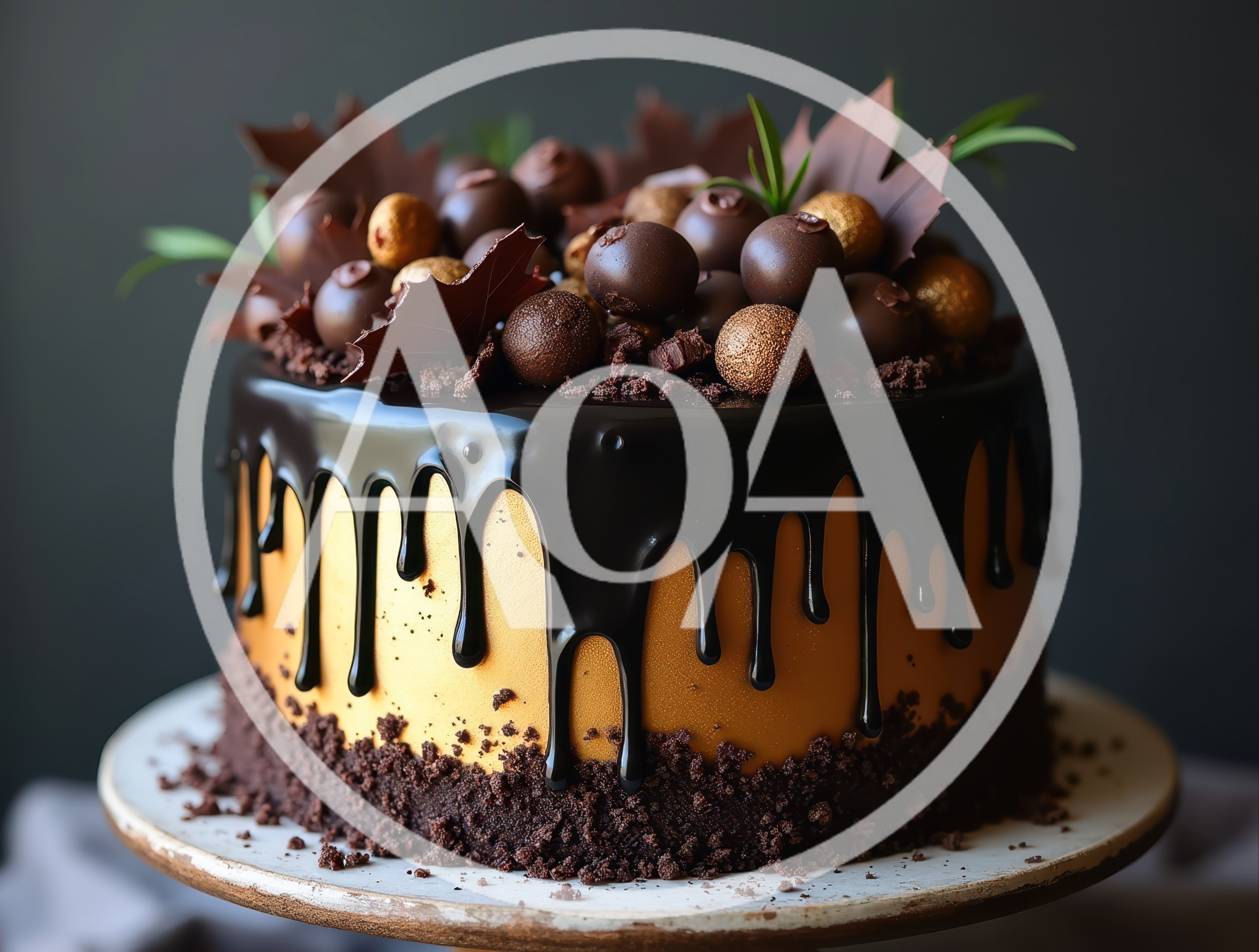 Gourmet Chocolate Drip Cake With Gold Finish