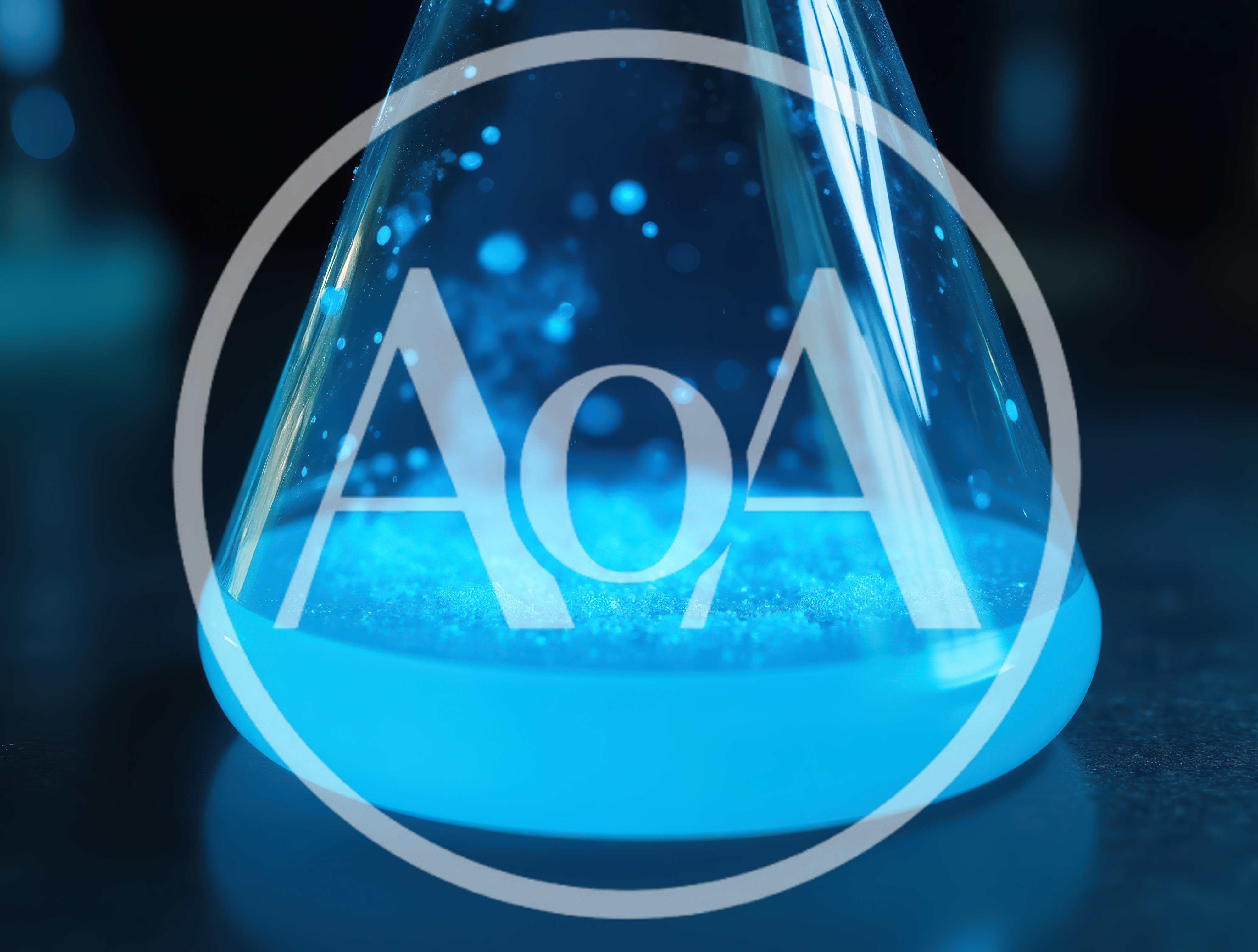 Glowing Blue Chemical Reaction In Laboratory Flask