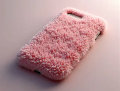 Pink Faux Fur Smartphone Case On Pastel Background