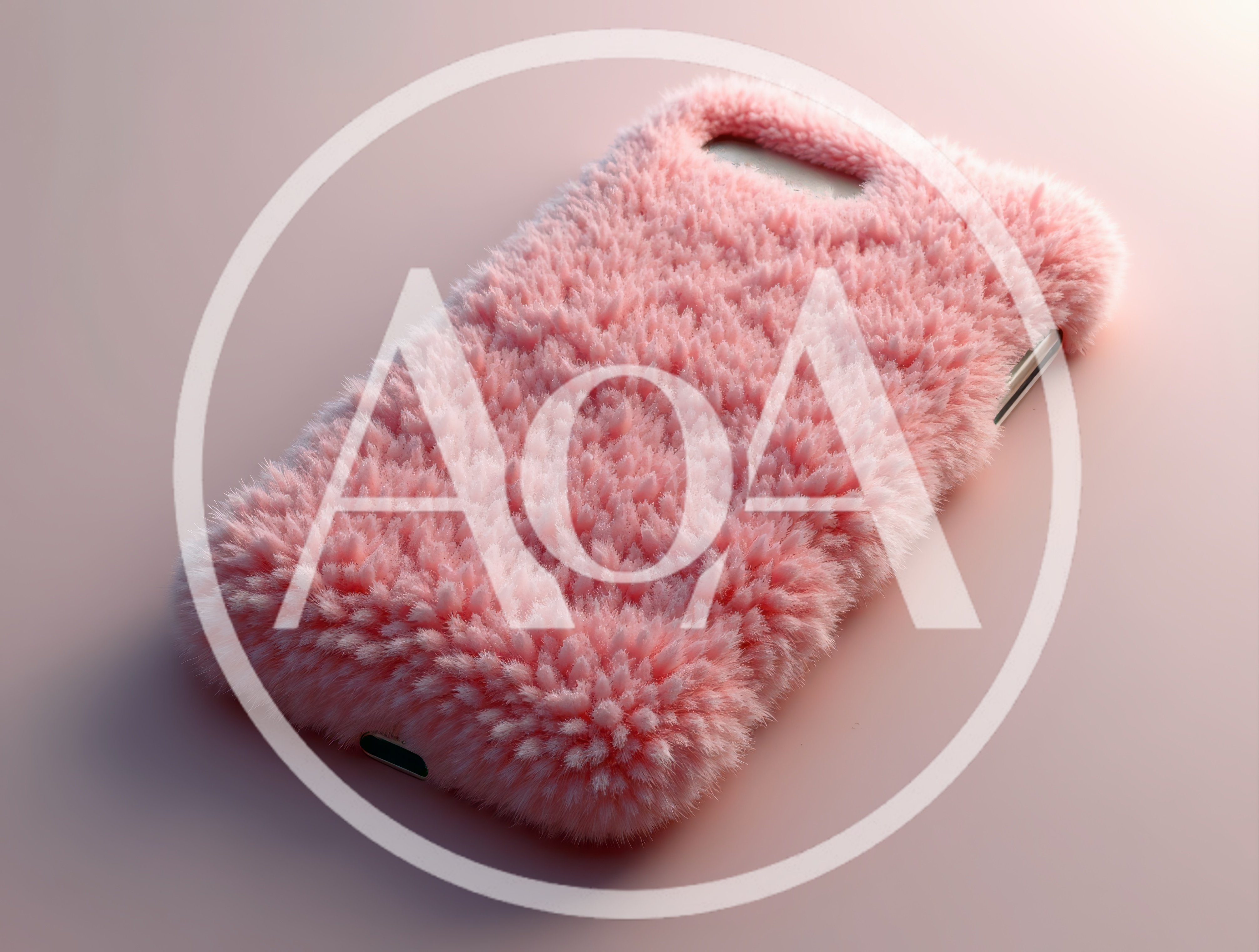 Pink Faux Fur Smartphone Case On Pastel Background