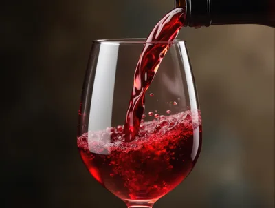Red Wine Pouring Into A Glass