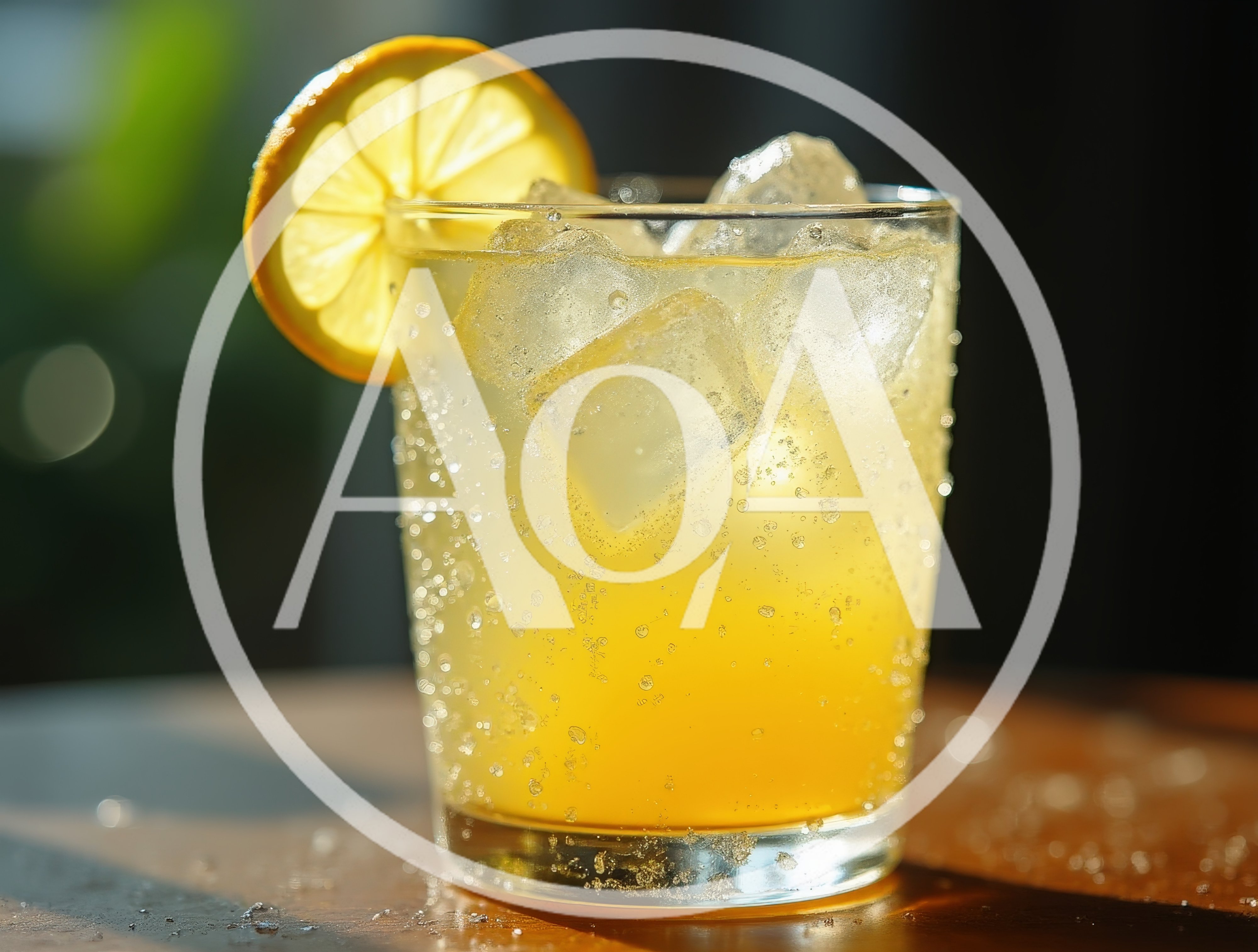 Refreshing Glass Of Sparkling Lemonade With Ice Cubes
