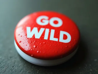Red Go Wild Button With Water Droplets