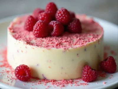 White Chocolate Raspberry Mousse Cake Dessert