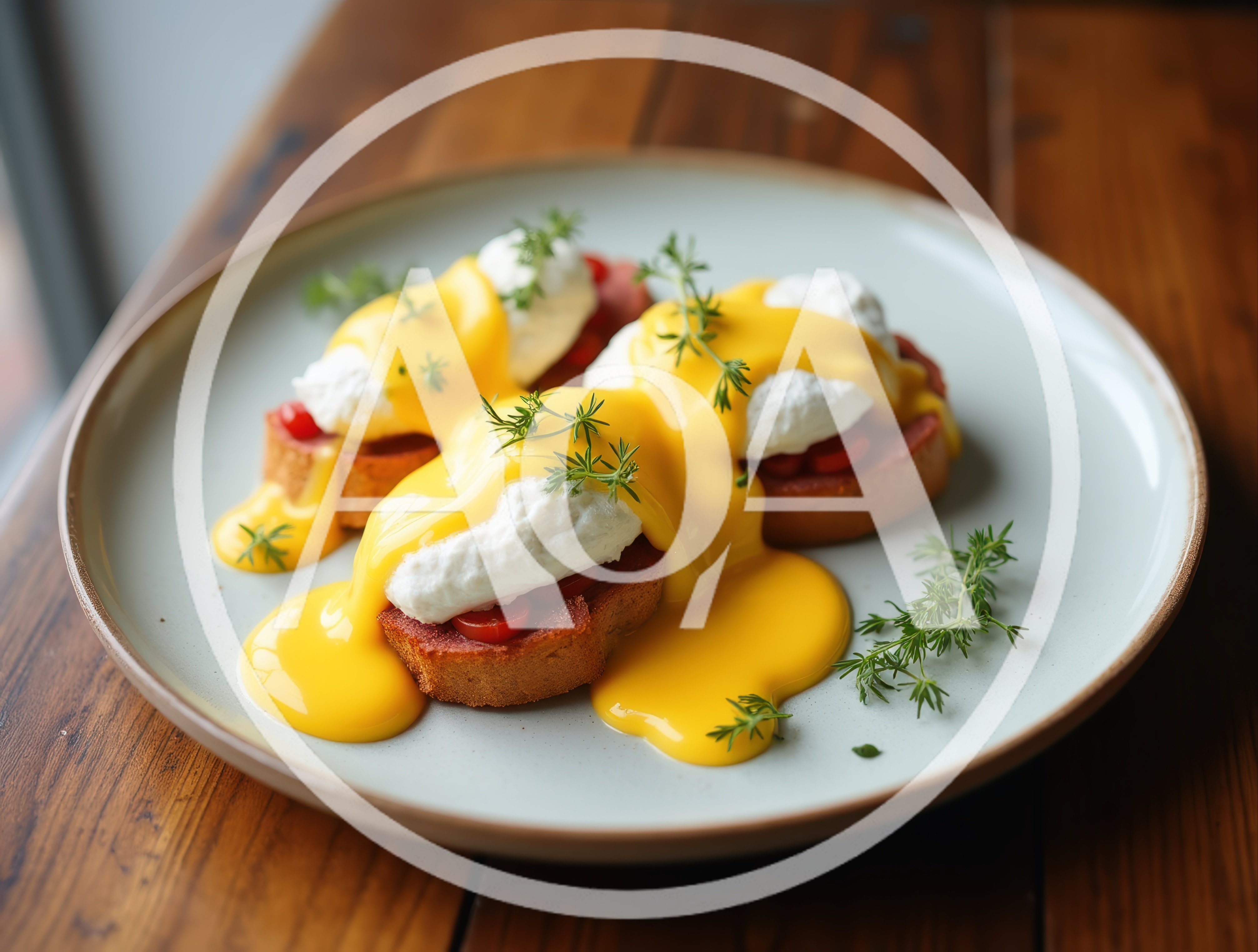 Eggs Benedict With Hollandaise Sauce On A Plate