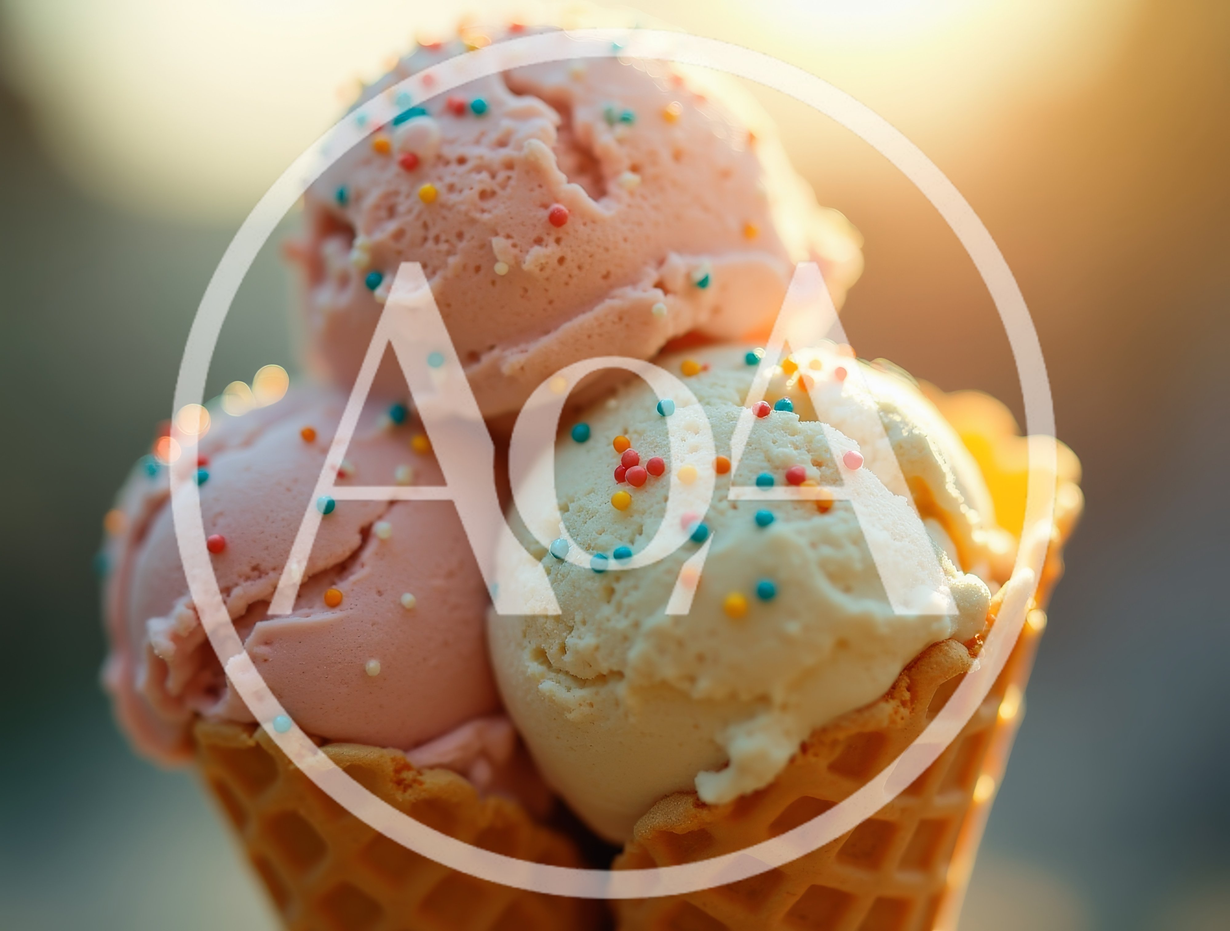 Three Scoops Of Ice Cream In Waffle Cones