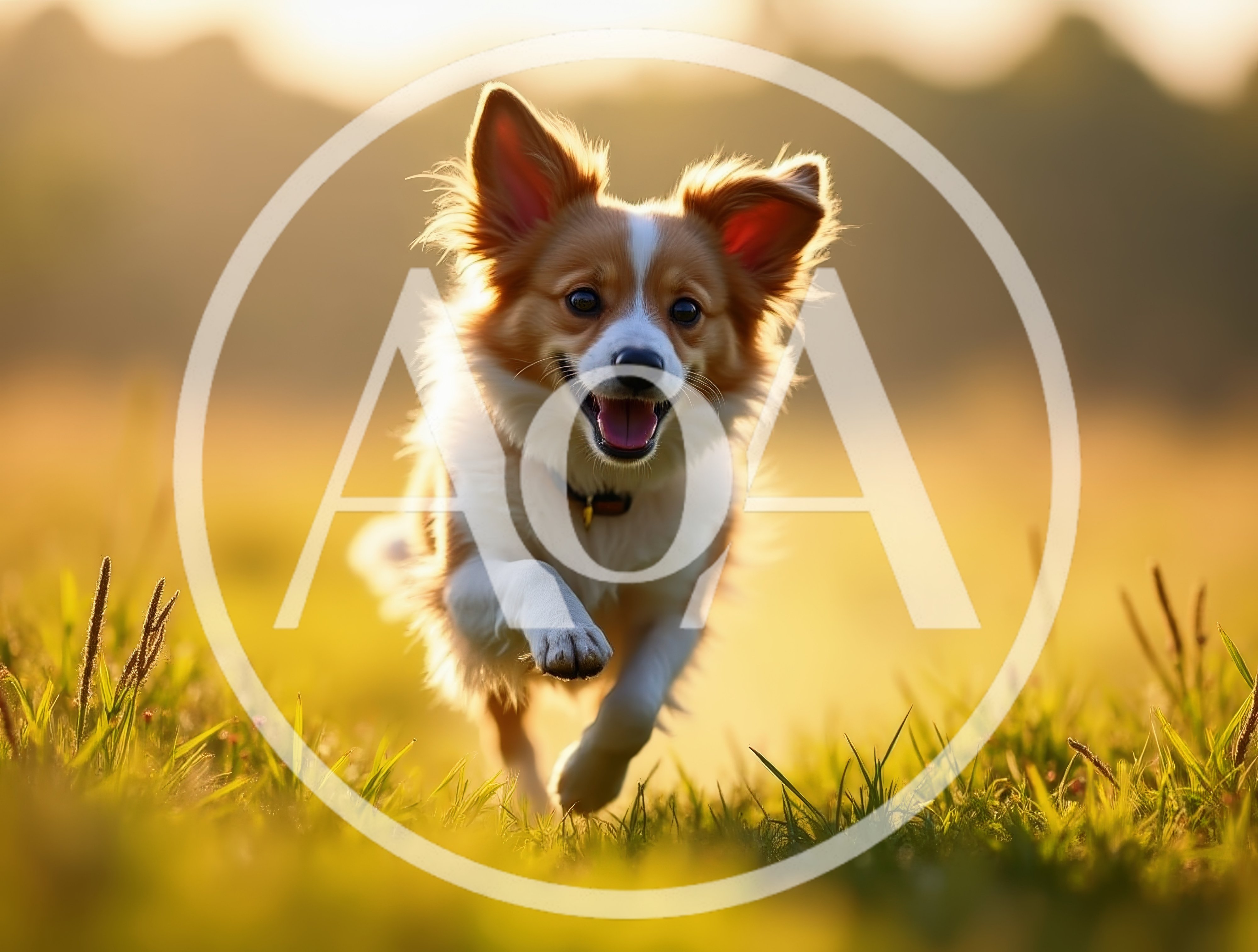 Happy Dog Running Through A Sunny Meadow