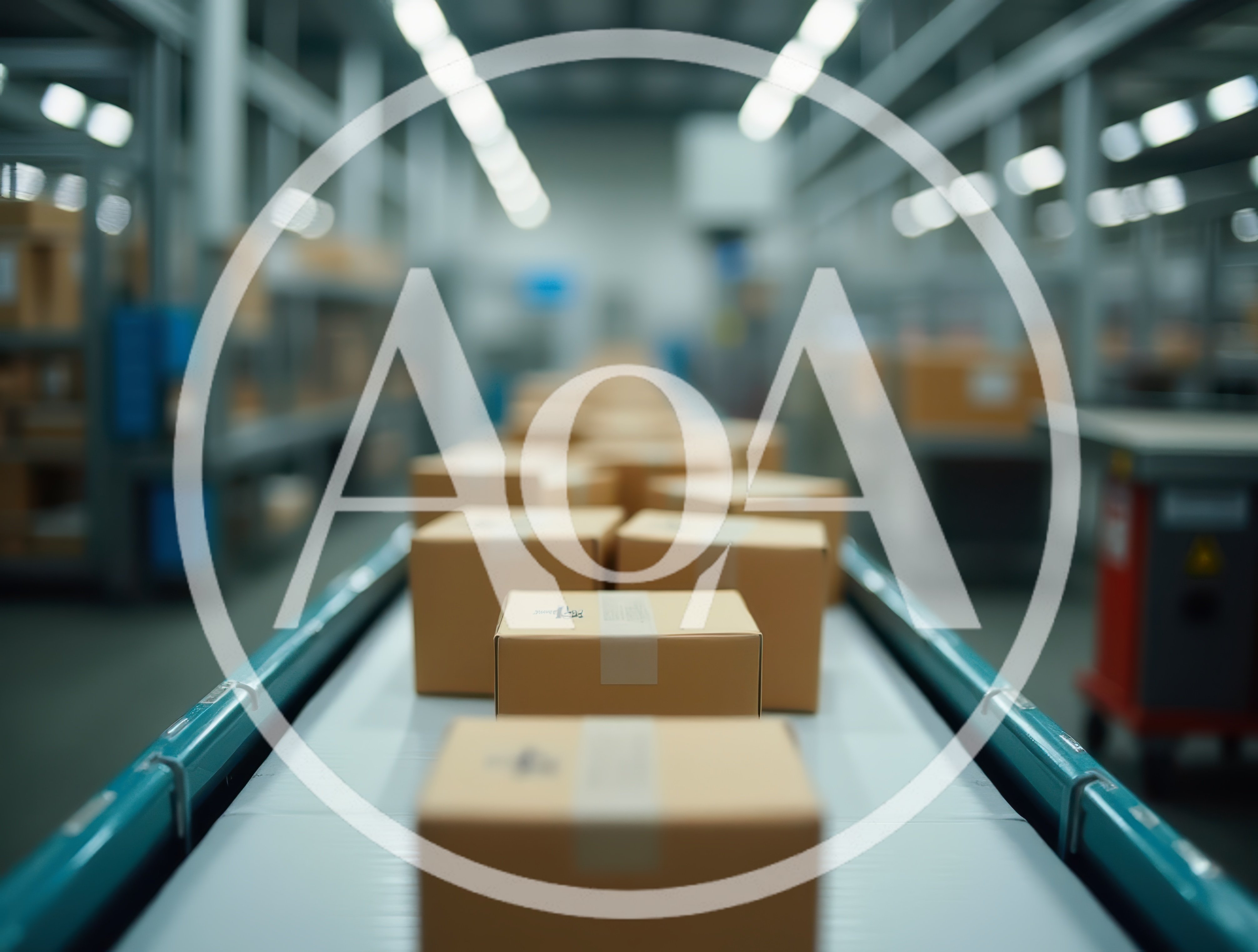 Cardboard Boxes Moving Along An Automated Warehouse Conveyor Belt