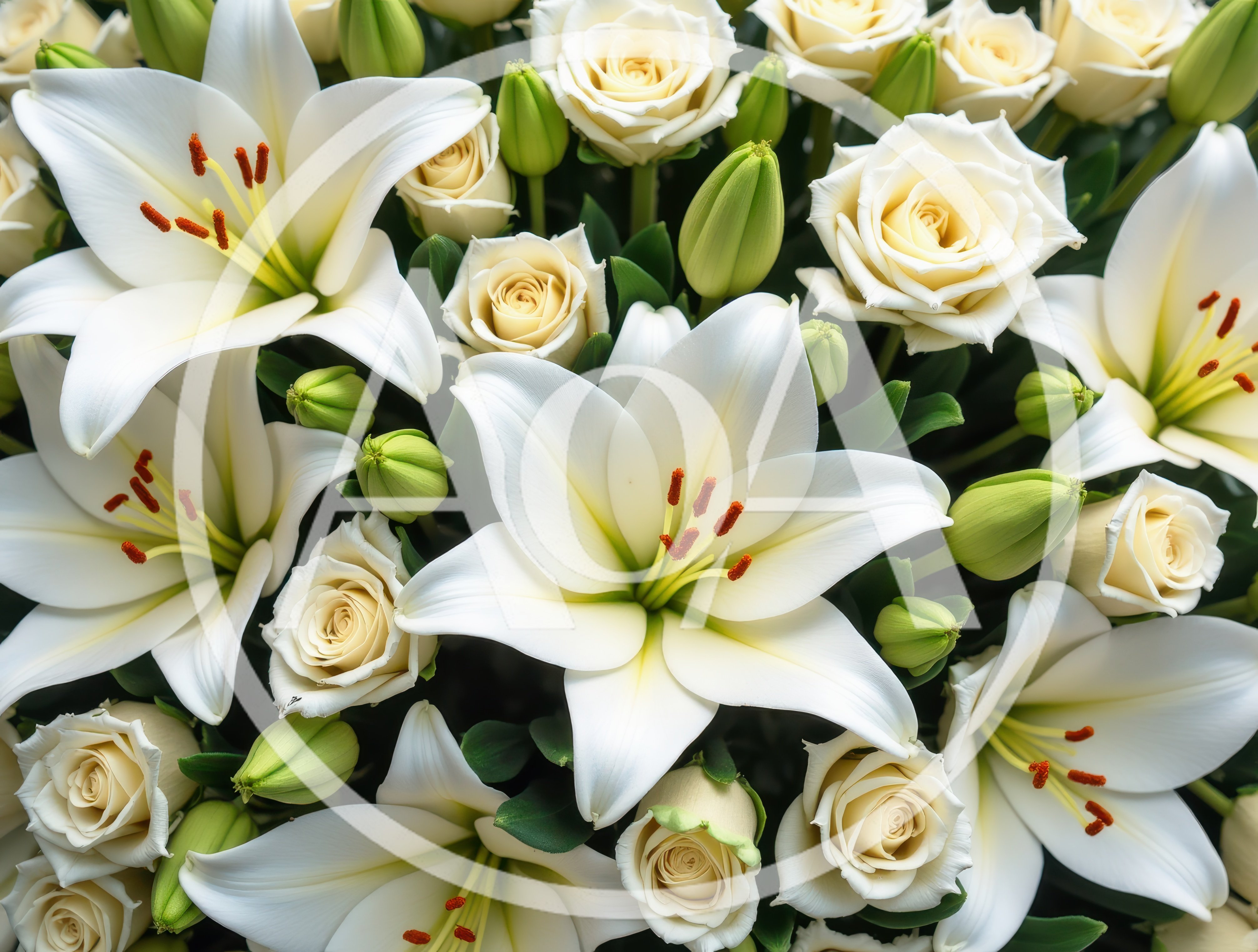 Elegant Bouquet Of White Lilies And Cream Roses