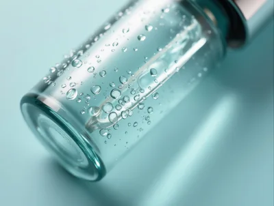 Glass Serum Bottle With Dropper And Water Droplets