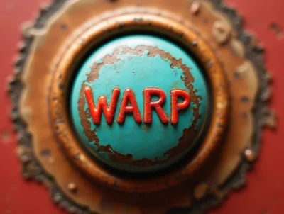 Rusty Teal Warp Button On Red Industrial Panel