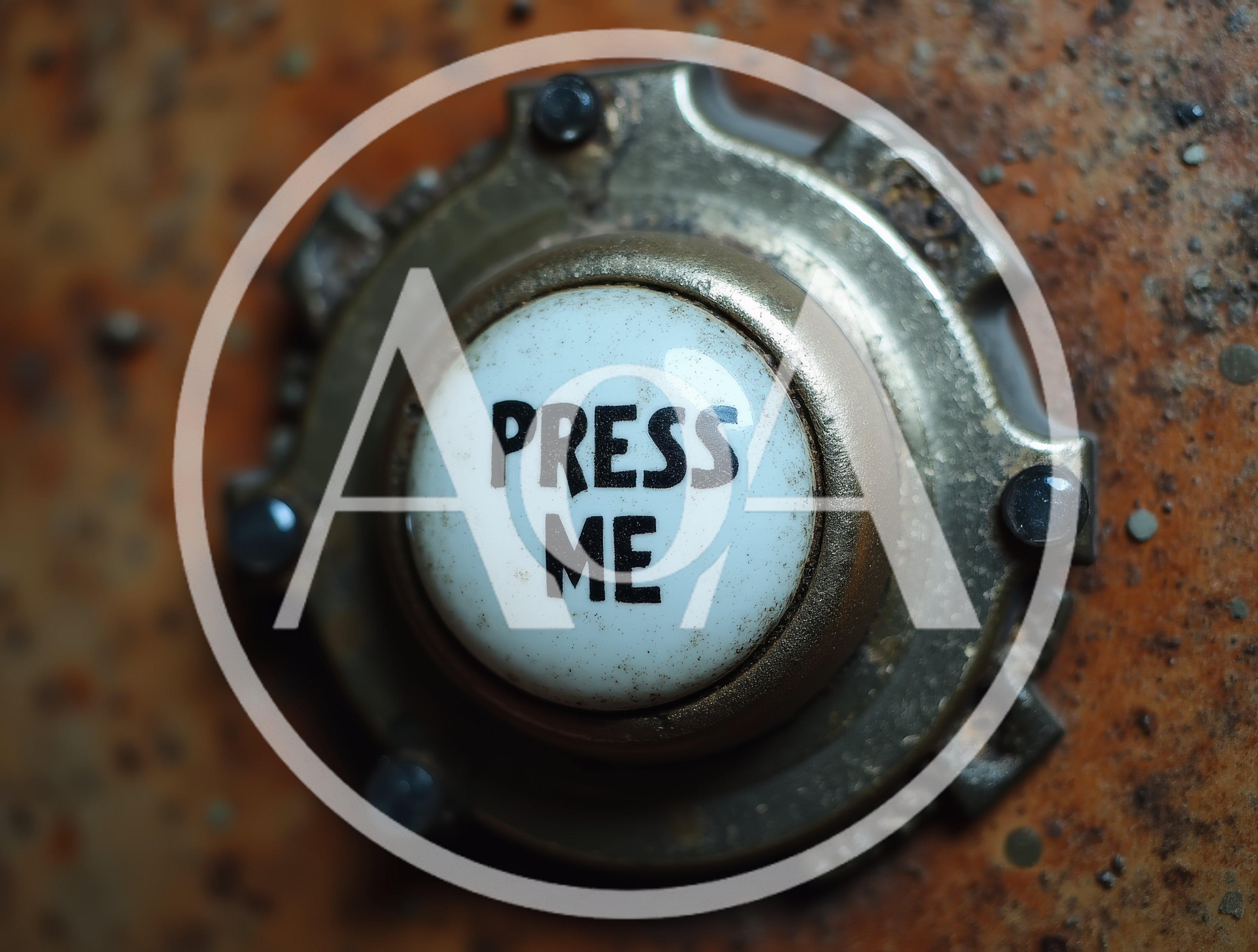Vintage Brass Doorbell Button With Press Me Text