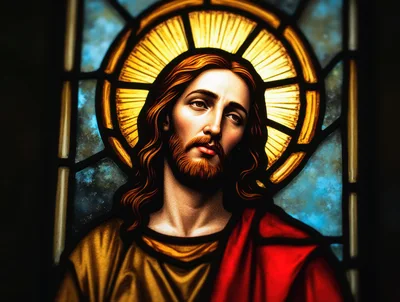 Stained Glass Portrait Of Jesus Christ