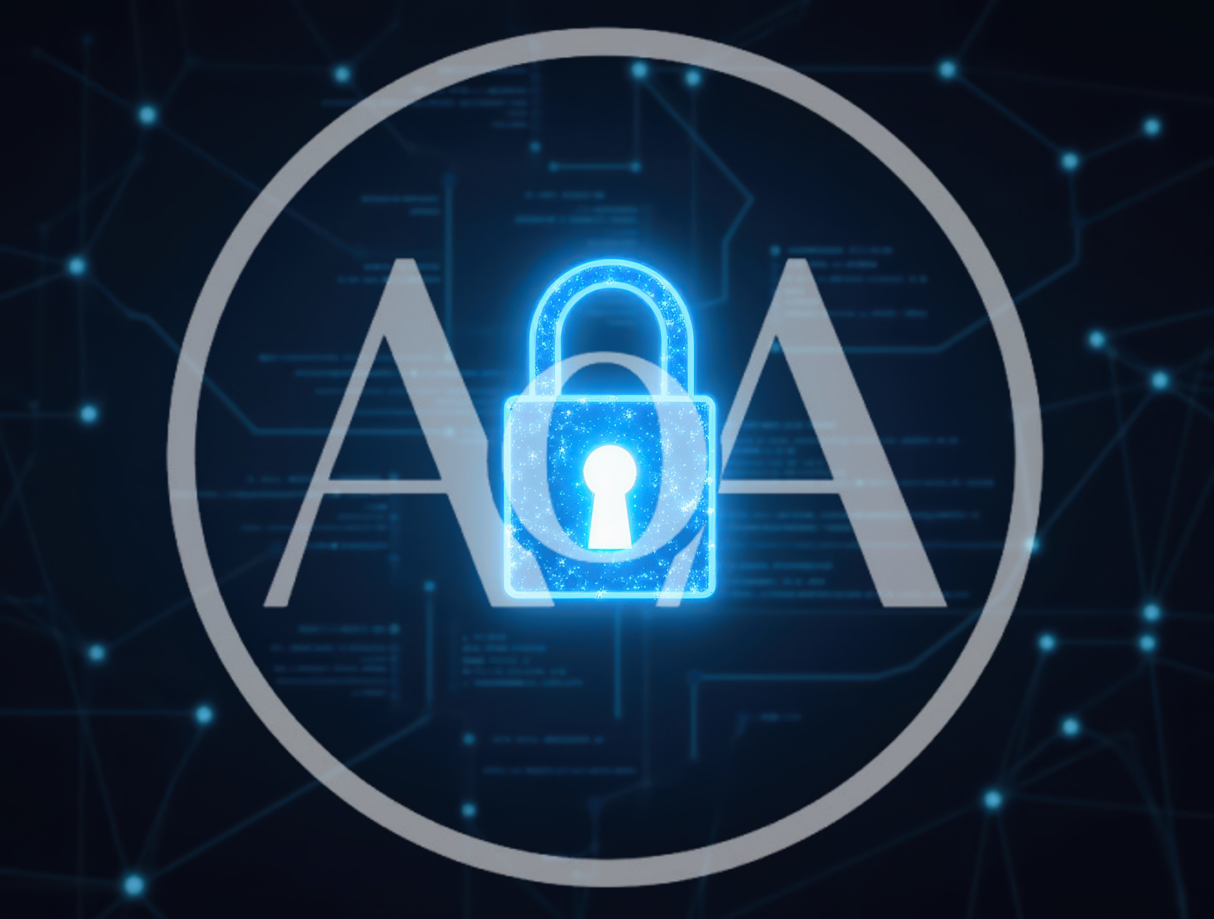 Glowing Digital Padlock Icon on Cyber Security Background