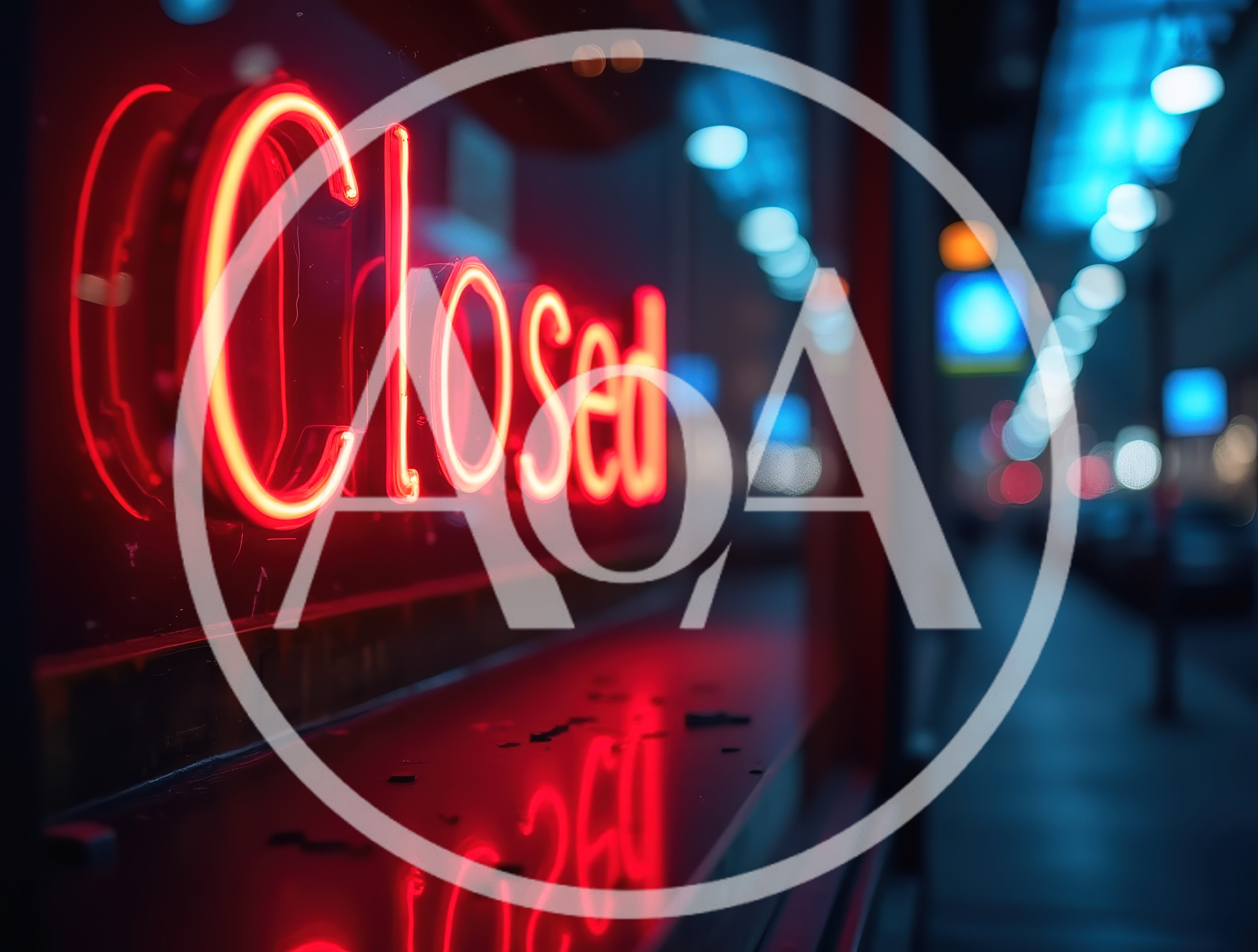 Red Neon Closed Sign In A Store Window