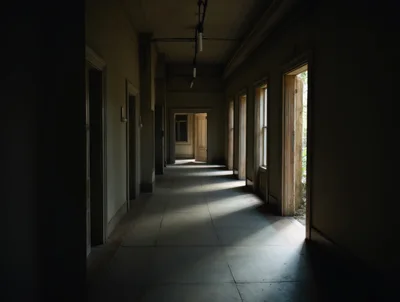 Dimly Lit Abandoned Hallway With Natural Light