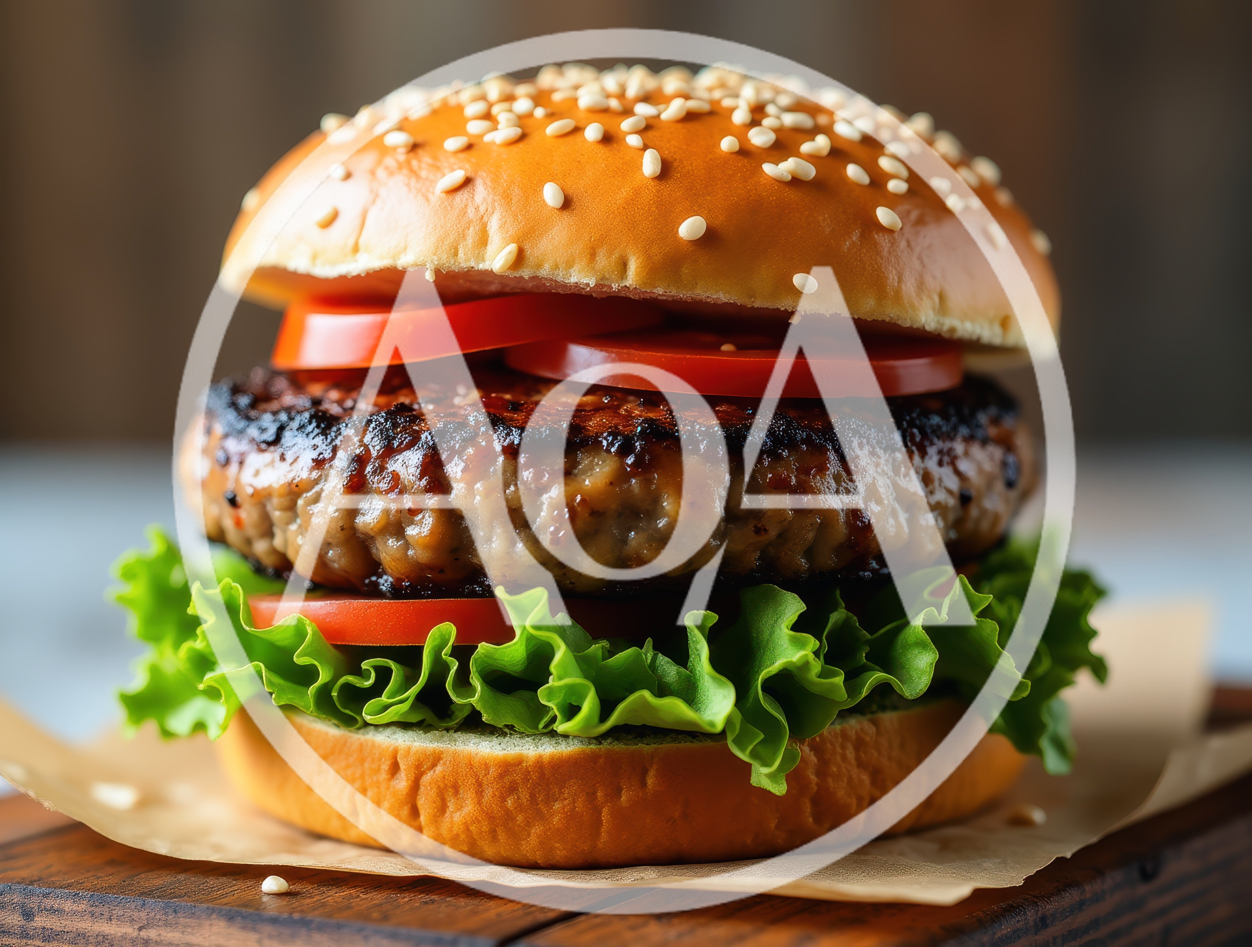 Gourmet Beef Burger With Lettuce And Tomato