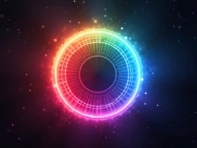 Glowing Neon Circular Portal In Deep Space