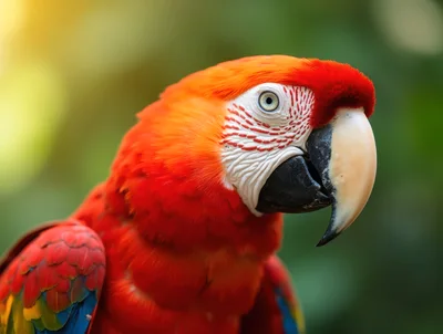 Close Up Portrait Of A Scarlet Macaw