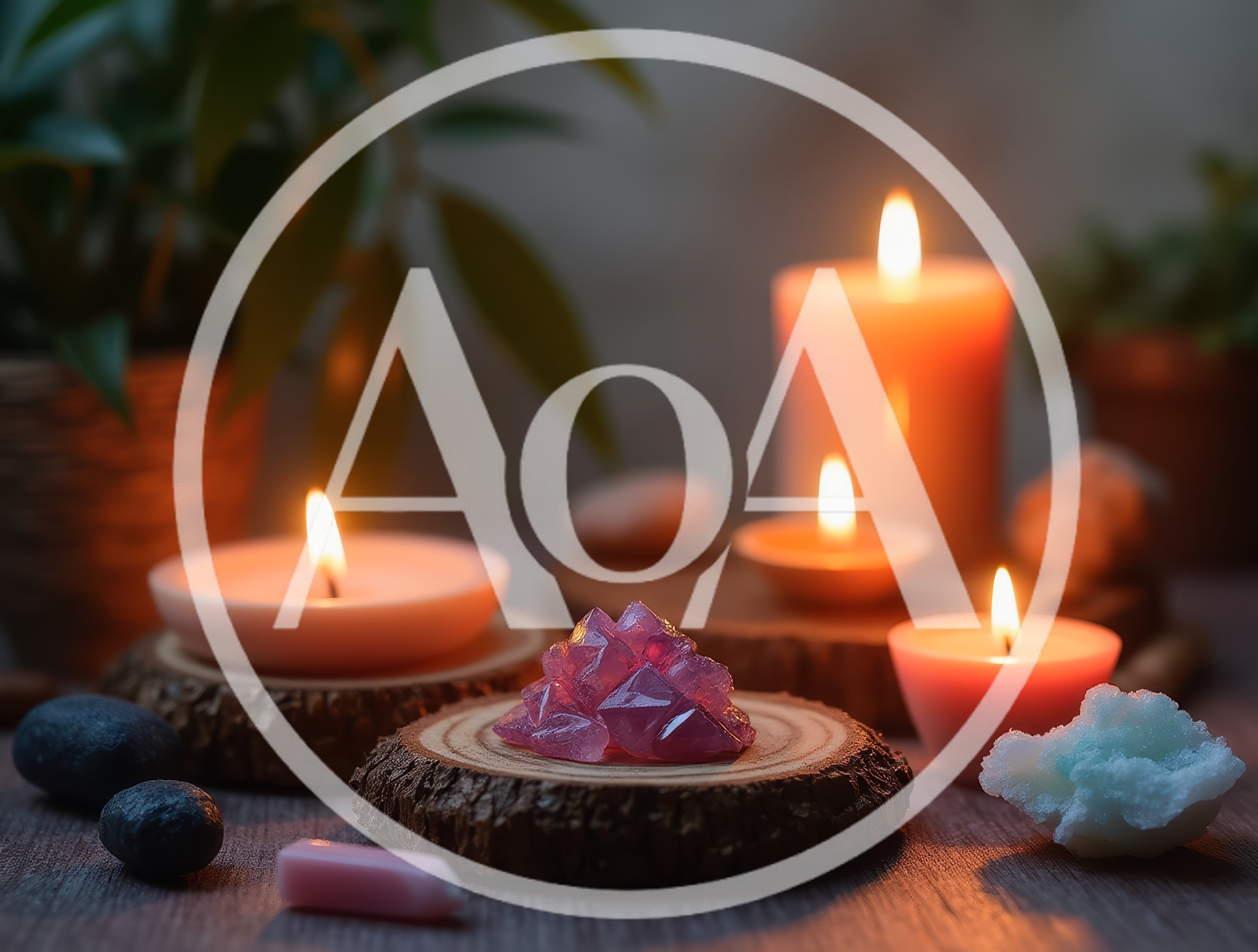 Zen Spa Setting With Candles And Crystals