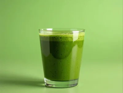 Glass Of Fresh Green Vegetable Smoothie