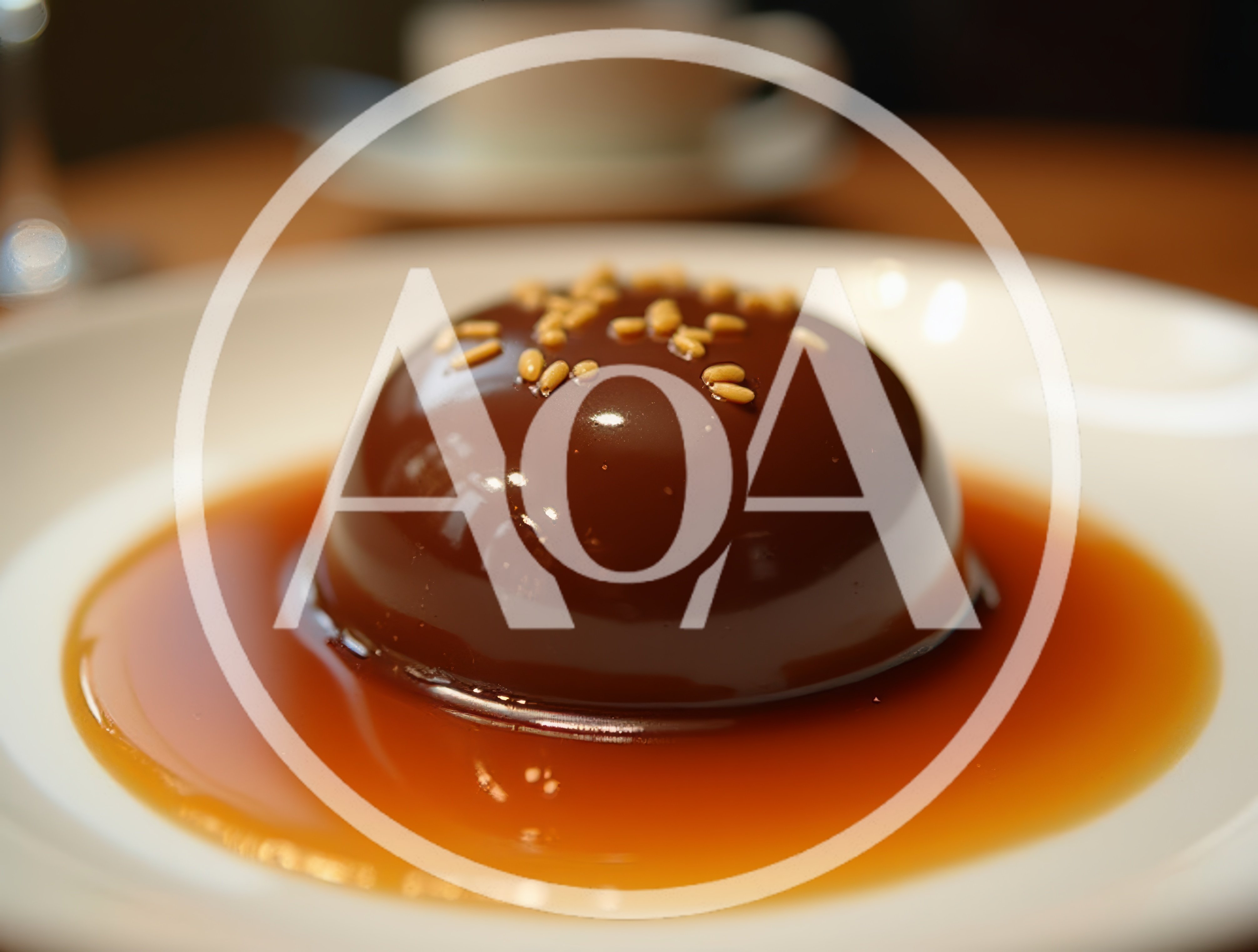 Chocolate Dome Dessert With Caramel Sauce