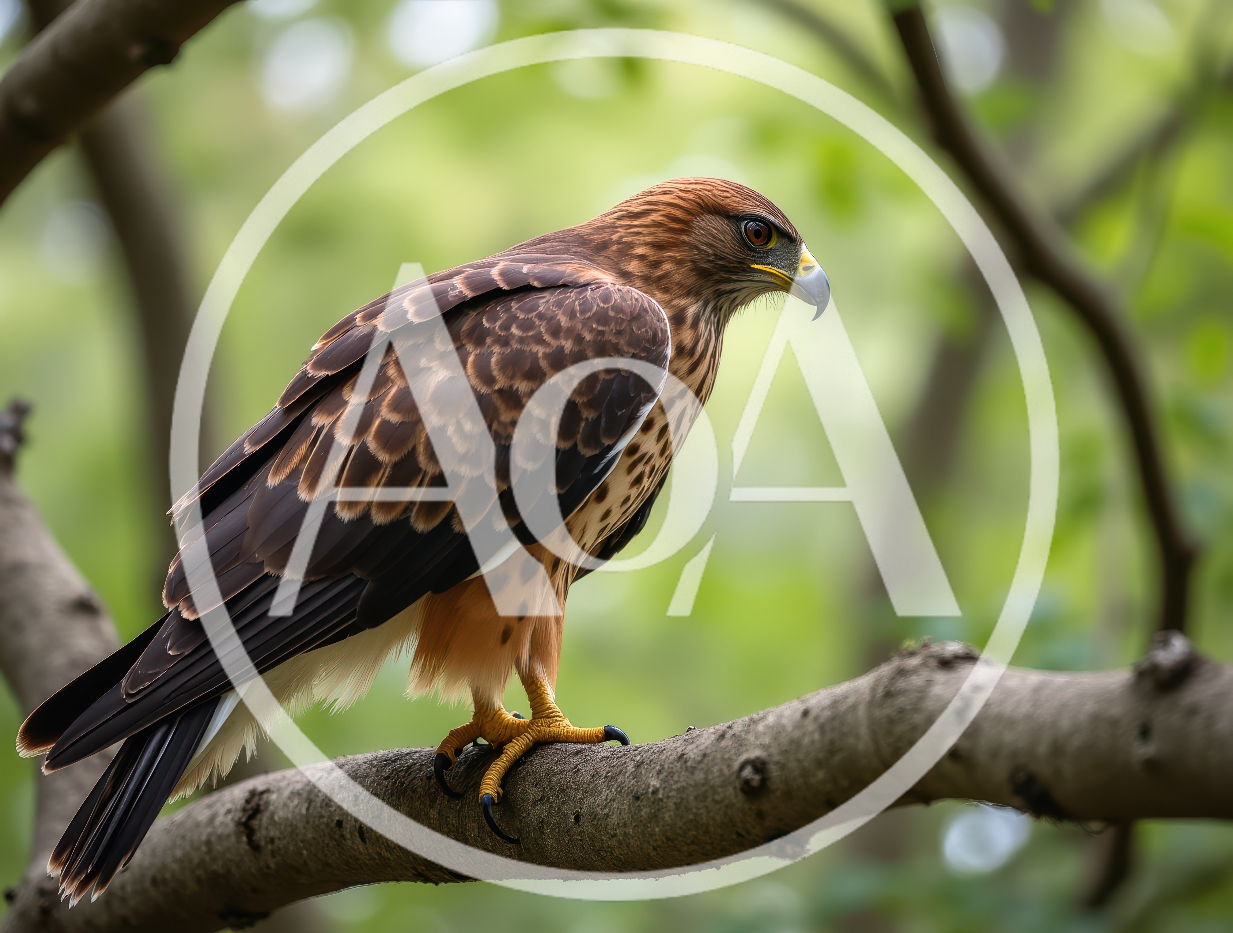 Red Shouldered Hawk Perched On A Tree Branch